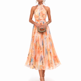 Aurelia | Neckholder-Kleid mit Aquarell-Print