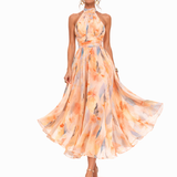 Aurelia | Neckholder-Kleid mit Aquarell-Print