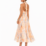 Aurelia | Neckholder-Kleid mit Aquarell-Print
