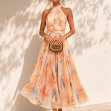 Aurelia | Neckholder-Kleid mit Aquarell-Print