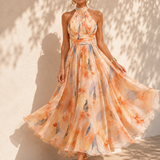Aurelia | Neckholder-Kleid mit Aquarell-Print
