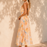 Aurelia | Neckholder-Kleid mit Aquarell-Print
