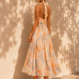 Aurelia | Neckholder-Kleid mit Aquarell-Print