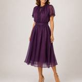 Franziska | Maxikleid mit Tropfenausschnitt und Chiffon-Spitzenbesatz