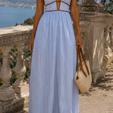 Laura | Langes Streifenkleid mit Cut-out-Ausschnitt