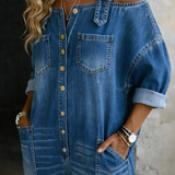 Sophia | Schulterfreier Denim-Jumpsuit