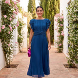 Seraphine | Elegantes Plissee-Maxikleid mit geknoteter Taille