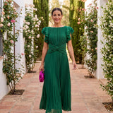 Seraphine | Elegantes Plissee-Maxikleid mit geknoteter Taille