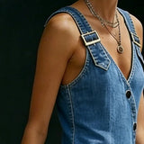 Vera | Langes Jeanskleid mit Knopfleiste