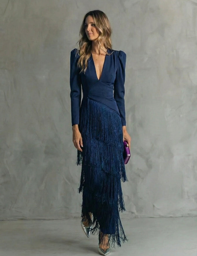 Klara | Elegantes Kleid mit Fransenärmeln