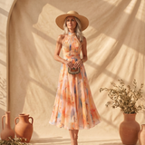 Aurelia | Neckholder-Kleid mit Aquarell-Print