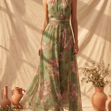 Liv | Elegantes florales Neckholder-Maxikleid