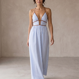 Laura | Langes Streifenkleid mit Cut-out-Ausschnitt