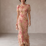 Rosalie | Langes Blumenkleid aus Chiffon