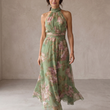 Liv | Elegantes florales Neckholder-Maxikleid