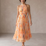 Aurelia | Neckholder-Kleid mit Aquarell-Print