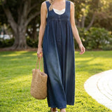 Karin | Langes Jeanskleid im Vintage-Wash