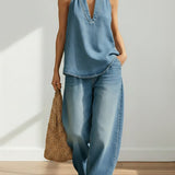 Ina | Zweiteiliges Denim-Set im Vintage-Wash