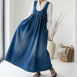Karin | Langes Jeanskleid im Vintage-Wash