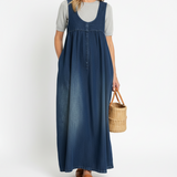 Karin | Langes Jeanskleid im Vintage-Wash